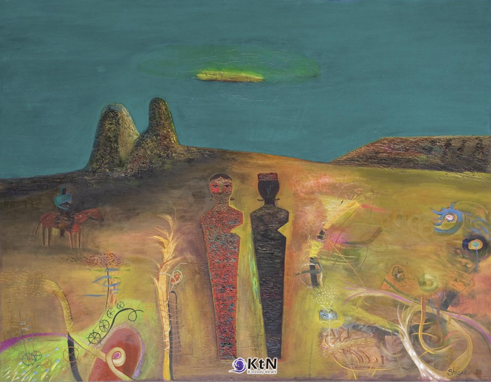 유리 스탄벡 쉬가예프(Yuristanbek Shygaev), ‘여행자들(Travelers)’, 1990, 캔버스에 유채, 140×175㎝, 작가 소장. 사진=K trendy NEWS DB ⓒ케이 트렌디뉴스 무단전재 및 수집, 재배포금지