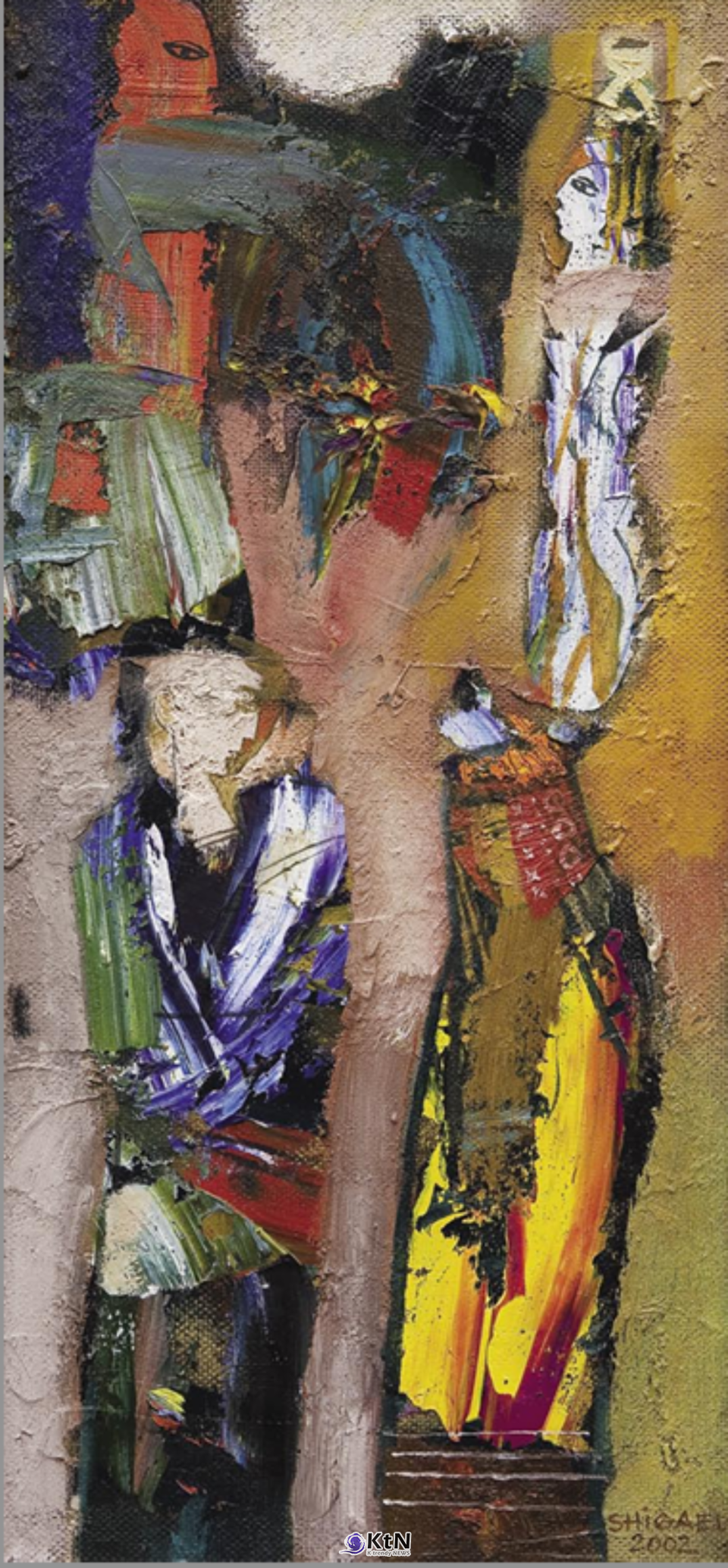 유리 스탄벡 쉬가예프(Yuristanbek Shygaev), ‘후잔트의 기억(Memory about Hudjant)’, 2002, 캔버스에 유채, 64×32㎝, 작가 소장. 사진=K trendy NEWS DB ⓒ케이 트렌디뉴스 무단전재 및 수집, 재배포금지