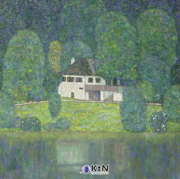 구스타프 클림트, '리츨베르크켈러(Litzlbergkeller)', 1915~1916. 오스트리아 아터제 호숫가의 양조장 겸 여관을 그린 풍경화로, 오는 11월 17일 뉴욕 크리스티 경매에 출품된다. 사진=Christie's Images Ltd. 2026