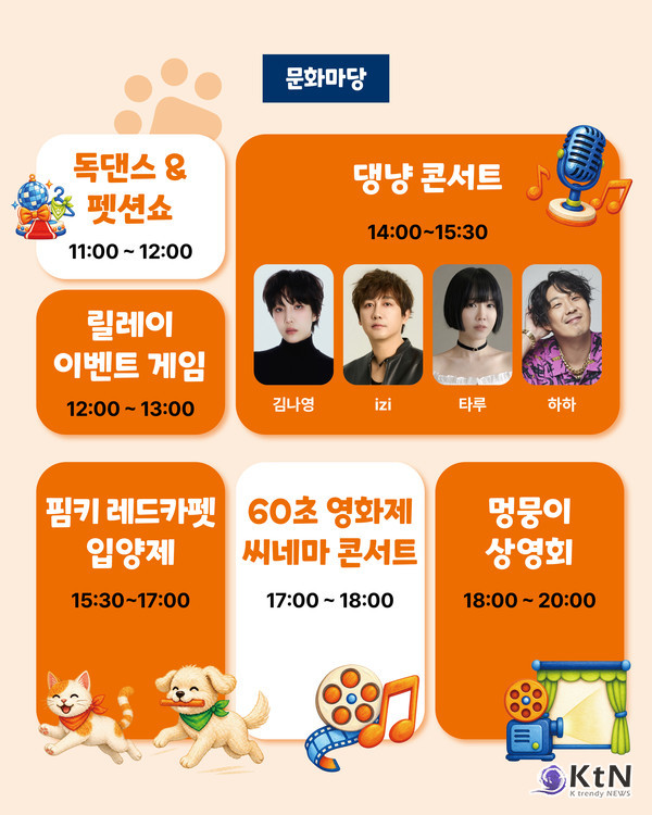 문화마당에서 김나영, izi, 타루, 하하가 참여하는 댕냥 콘서트를 비롯해 펫션쇼, 입양제, 영화제 등 다양한 프로그램이 펼쳐진다. 사진 제공=서울 댕냥데이즈 / K trendy NEWS DB ⓒ케이 트렌디뉴스 무단전재 및 수집, 재배포 금지