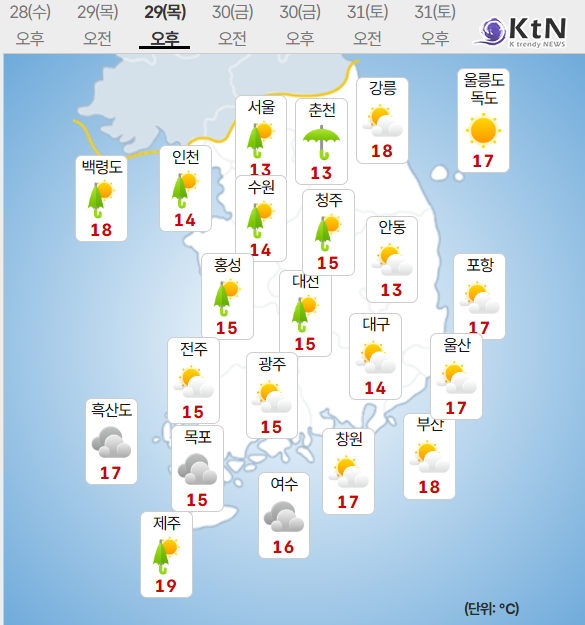 한파특보 풀렸지만 주말 다시 '뚝'…널뛰는 가을 날씨 '맞춤 옷차림' 꿀팁  사진=2026. 10.28.기상청 날씨 K trendy NEWS DB ⓒ케이 트렌디뉴스 무단전재 및 수집, 재배포금지